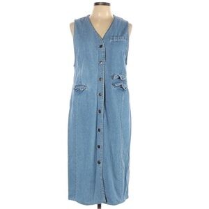 Rafaella L blue denim sleeveless v-neck midi dress